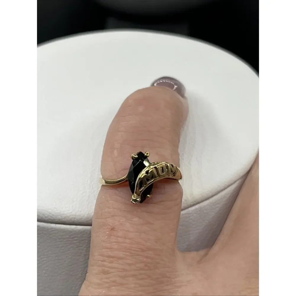 10K Yellow Gold Mom Ring Tourmaline Diamond Size 4.5 Mom Appreciation Gift Teste